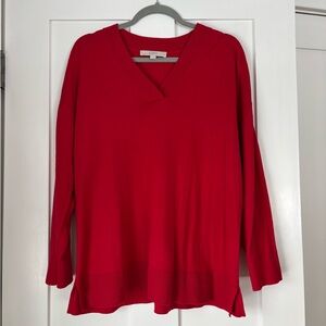 LOFT Vibrant Red V-Neck Sweater